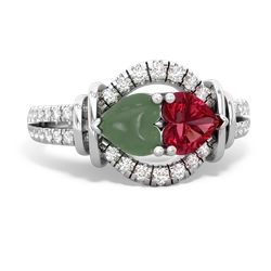 Jade Art-Deco Keepsake 14K White Gold ring R5630