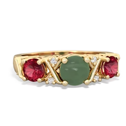 Jade Hugs And Kisses 14K Yellow Gold ring R5016