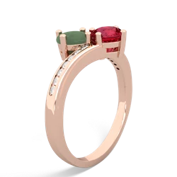 Jade Channel Set Two Stone 14K Rose Gold ring R5303