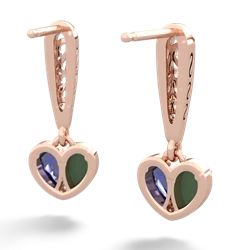 Jade Filligree Heart 14K Rose Gold earrings E5070