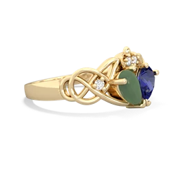 Jade 'One Heart' Celtic Knot Claddagh 14K Yellow Gold ring R5322