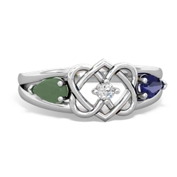 Jade Hearts Intertwined 14K White Gold ring R5880