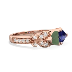 Jade Diamond Butterflies 14K Rose Gold ring R5601