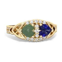 Jade Sparkling Celtic Knot 14K Yellow Gold ring R2645