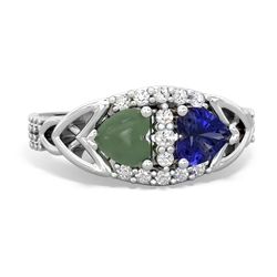 Jade Sparkling Celtic Knot 14K White Gold ring R2645