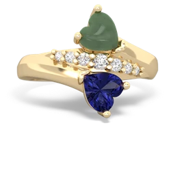 Jade Heart To Heart 14K Yellow Gold ring R2064