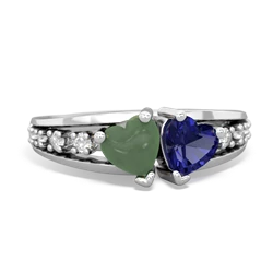 Jade Heart To Heart 14K White Gold ring R3342