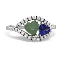 Jade Mother And Child 14K White Gold ring R3010