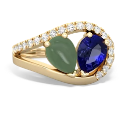 Jade Nestled Heart Keepsake 14K Yellow Gold ring R5650