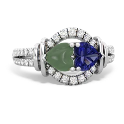 Jade Art-Deco Keepsake 14K White Gold ring R5630