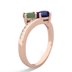 Jade Channel Set Two Stone 14K Rose Gold ring R5303