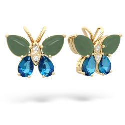 Jade Butterfly 14K Yellow Gold earrings E2215