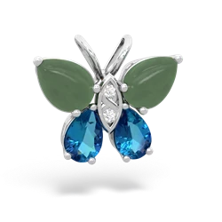 Jade Butterfly 14K White Gold pendant P2215