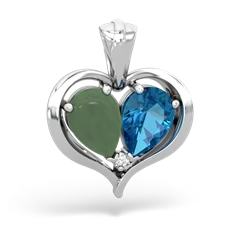 Jade Two Become One 14K White Gold pendant P5330