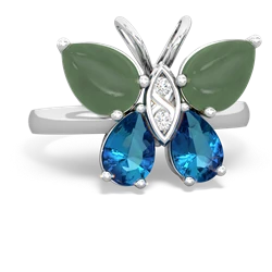 Jade Butterfly 14K White Gold ring R2215