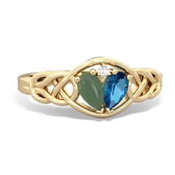 Jade Celtic Love Knot 14K Yellow Gold ring R5420