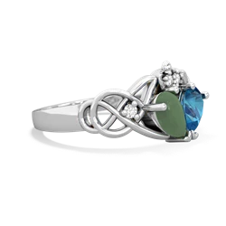 Jade 'One Heart' Celtic Knot Claddagh 14K White Gold ring R5322