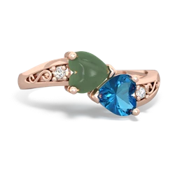 Jade Snuggling Hearts 14K Rose Gold ring R2178