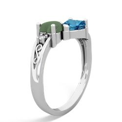 Jade Snuggling Hearts 14K White Gold ring R2178