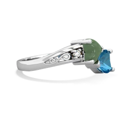 Jade Snuggling Hearts 14K White Gold ring R2178