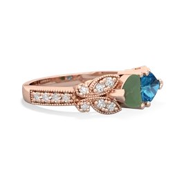 Jade Diamond Butterflies 14K Rose Gold ring R5601