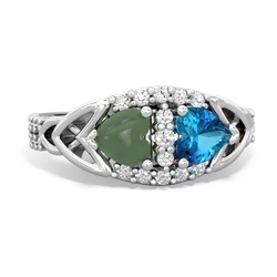 Jade Sparkling Celtic Knot 14K White Gold ring R2645