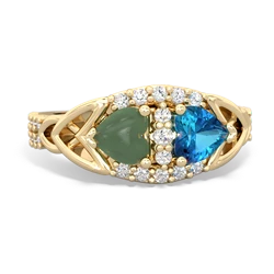 Jade Sparkling Celtic Knot 14K Yellow Gold ring R2645