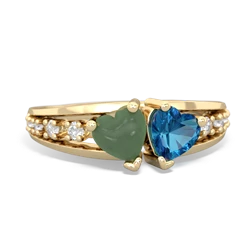 Jade Heart To Heart 14K Yellow Gold ring R3342