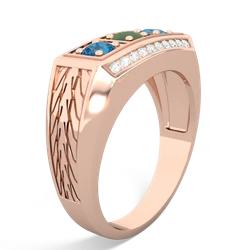 Jade Three Stone Tire Tread Men's 14K Rose Gold ring R0520