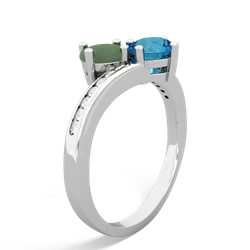 Jade Channel Set Two Stone 14K White Gold ring R5303