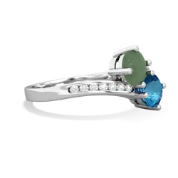 Jade Channel Set Two Stone 14K White Gold ring R5303