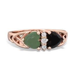 Jade Celtic Knot Double Heart 14K Rose Gold ring R5040