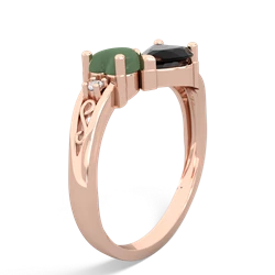 Jade Snuggling Hearts 14K Rose Gold ring R2178