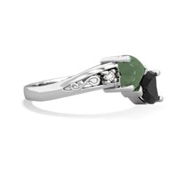 Jade Snuggling Hearts 14K White Gold ring R2178