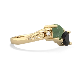 Jade Snuggling Hearts 14K Yellow Gold ring R2178