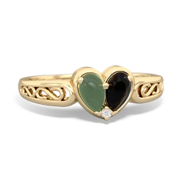 Jade Filligree 'One Heart' 14K Yellow Gold ring R5070