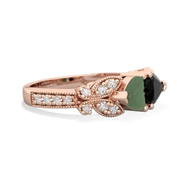 Jade Diamond Butterflies 14K Rose Gold ring R5601