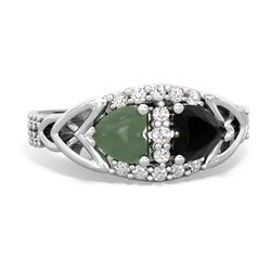 Jade Sparkling Celtic Knot 14K White Gold ring R2645