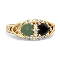 Jade Sparkling Celtic Knot 14K Yellow Gold ring R2645