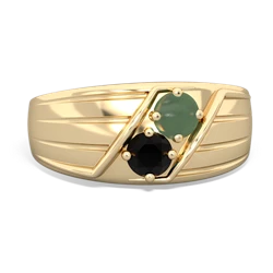 Jade Men's Streamline 14K Yellow Gold ring R0460