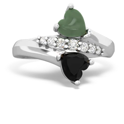 Jade Heart To Heart 14K White Gold ring R2064