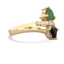 Jade Heart To Heart 14K Yellow Gold ring R2064