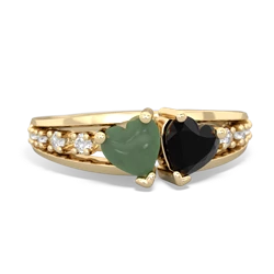 Jade Heart To Heart 14K Yellow Gold ring R3342