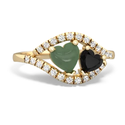 Jade Mother And Child 14K Yellow Gold ring R3010
