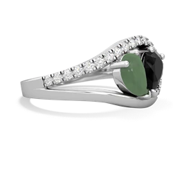 Jade Nestled Heart Keepsake 14K White Gold ring R5650