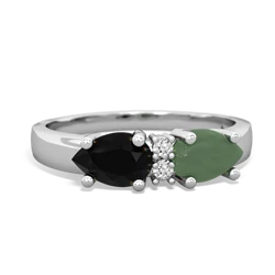 Jade Pear Bowtie 14K White Gold ring R0865