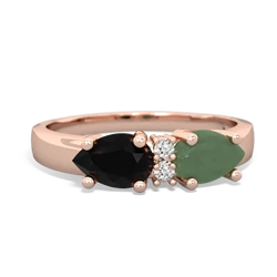 Jade Pear Bowtie 14K Rose Gold ring R0865