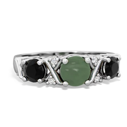 Jade Hugs And Kisses 14K White Gold ring R5016