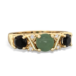 Jade Hugs And Kisses 14K Yellow Gold ring R5016