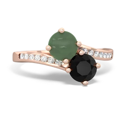 Jade Channel Set Two Stone 14K Rose Gold ring R5303